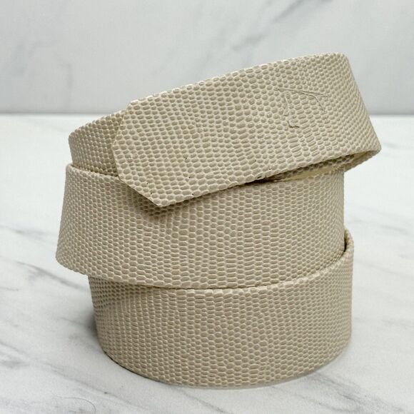 Off White Embossed Faux Leather No Buckle Belt Size Small S Womens - Picture 1 of 12